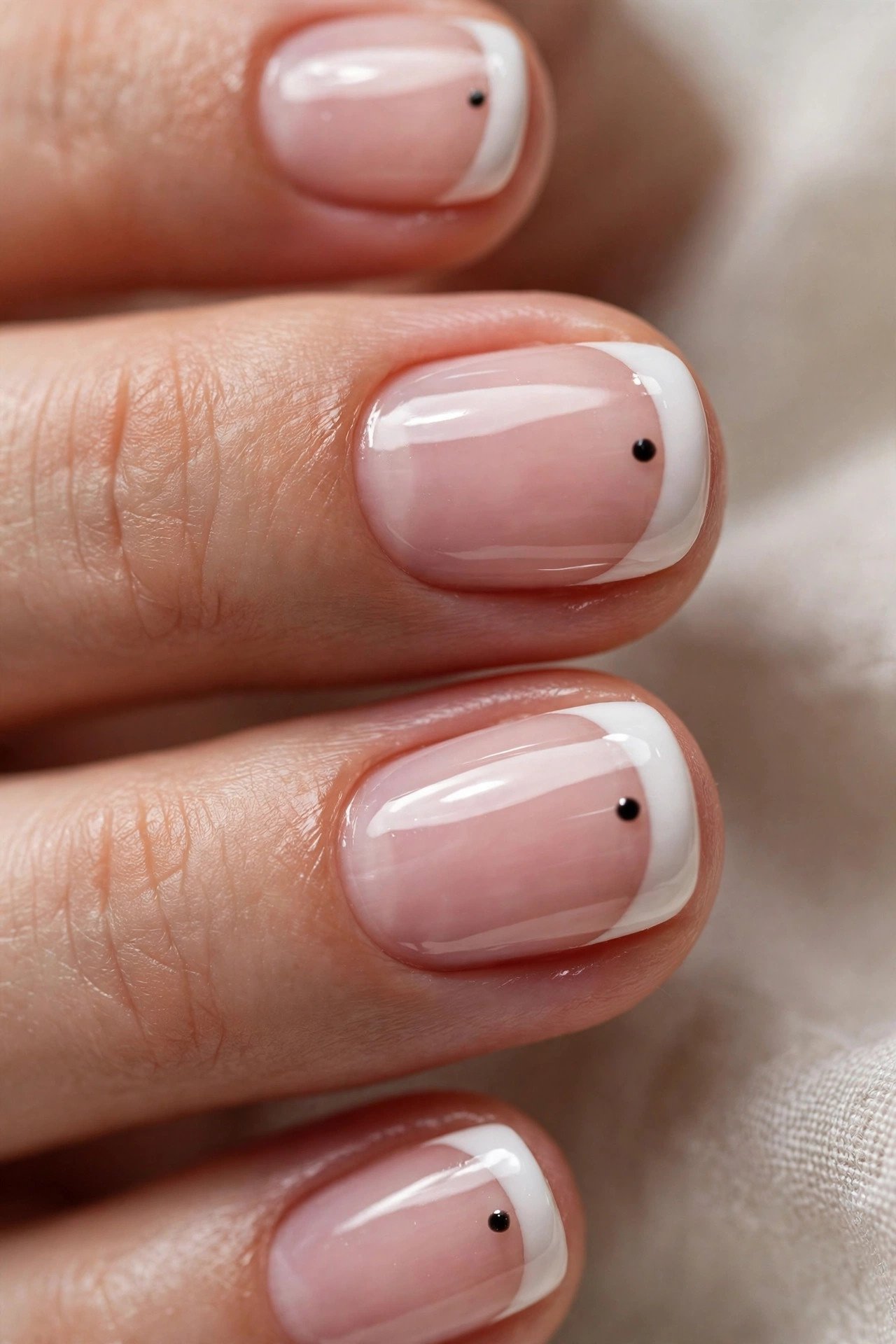 Dot and French tip combo minimalist nails