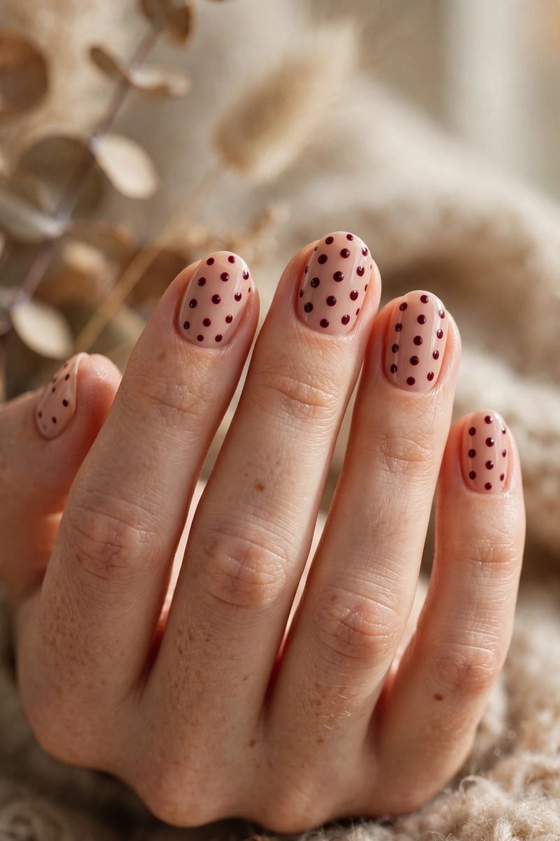 Burgundy dot nails for fall
