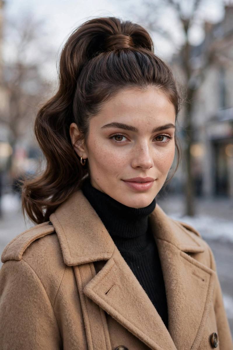 High ponytail hairstyle