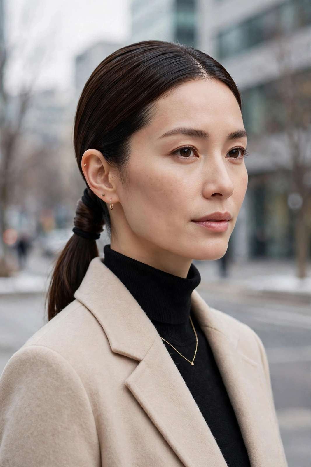 Sleek low ponytail