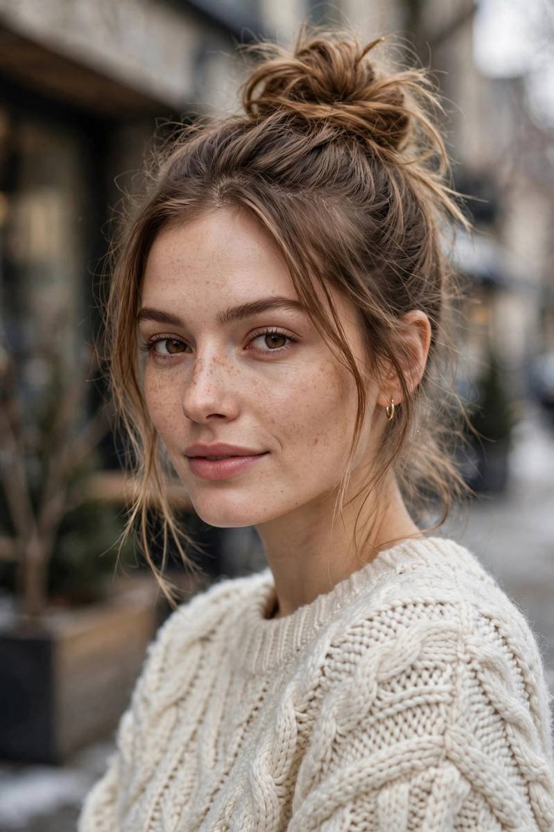 Messy high bun