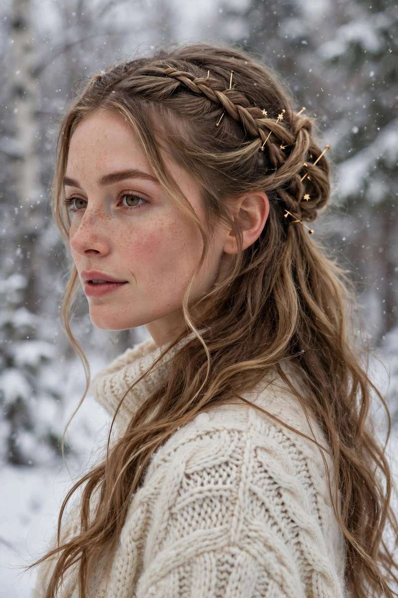 Half-up braided crown
