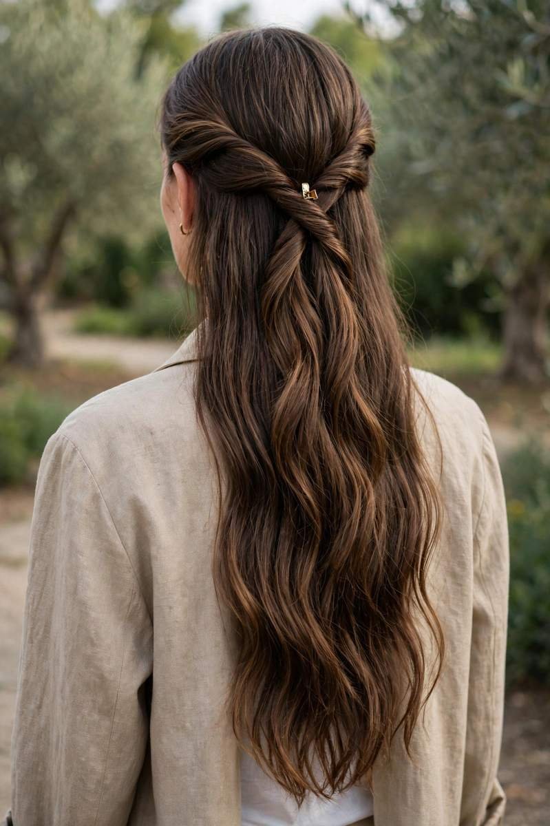 Twisted half-up hairstyle