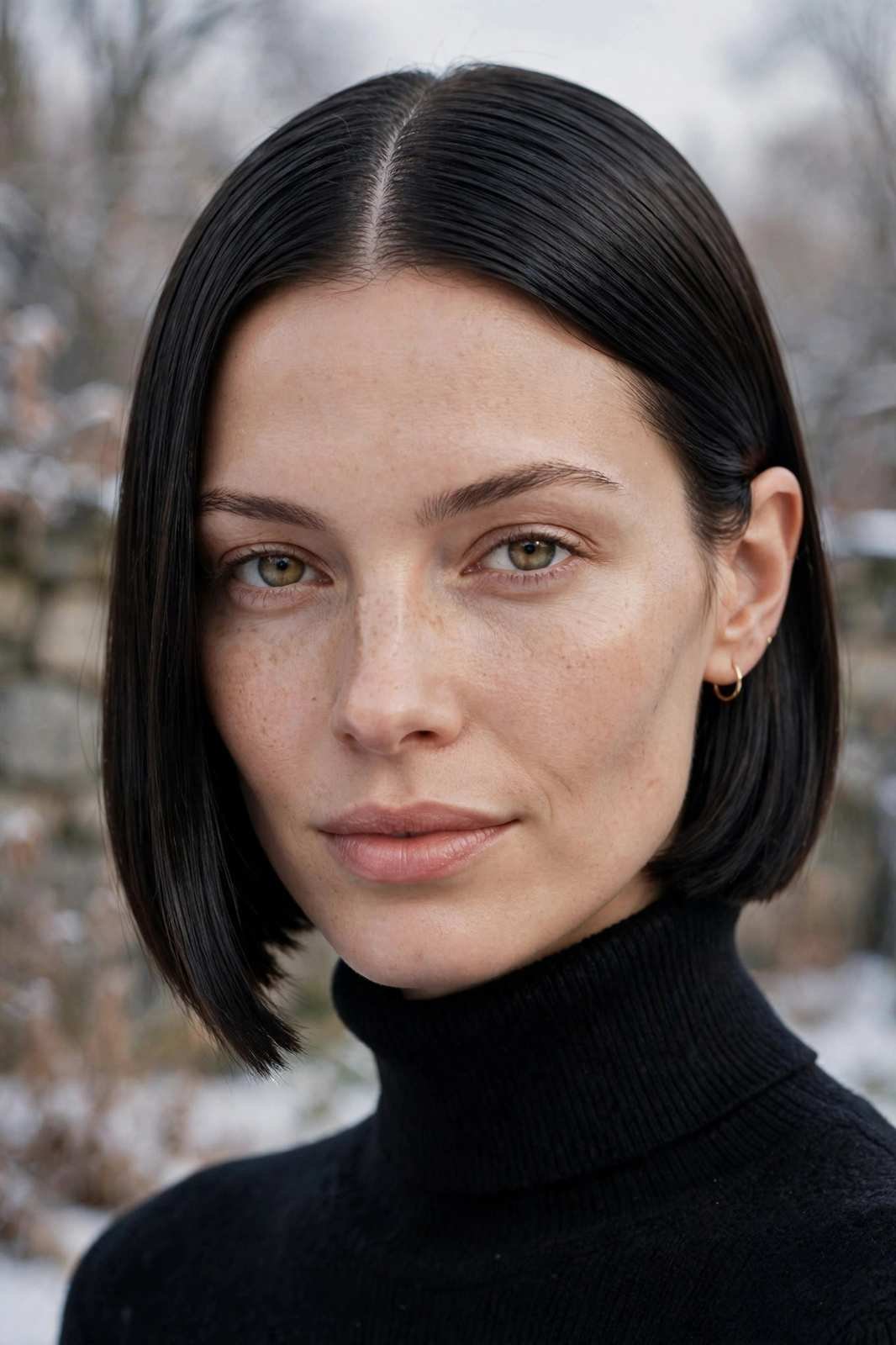 Sleek bob with center part