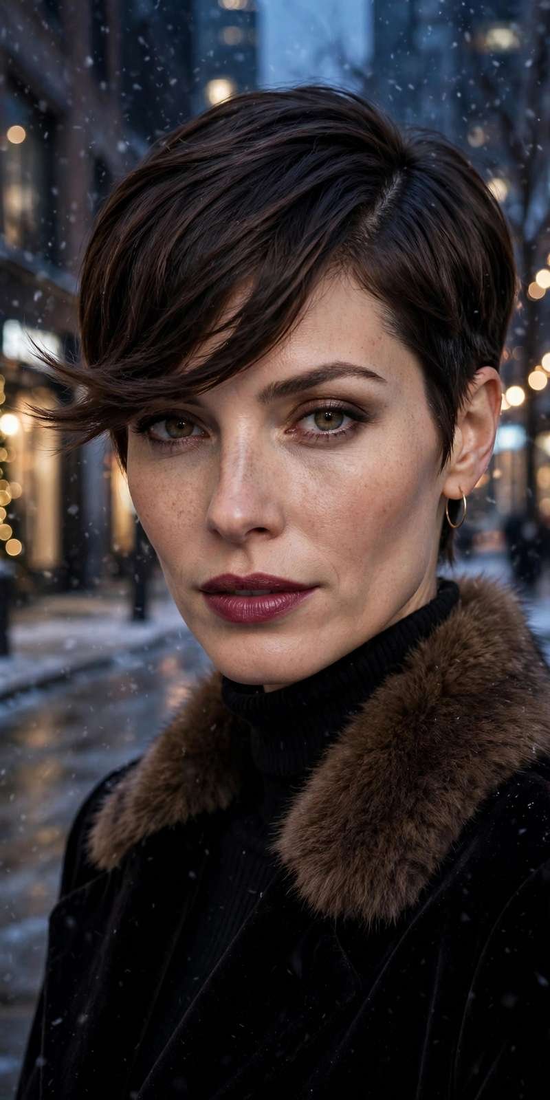 Side-parted pixie