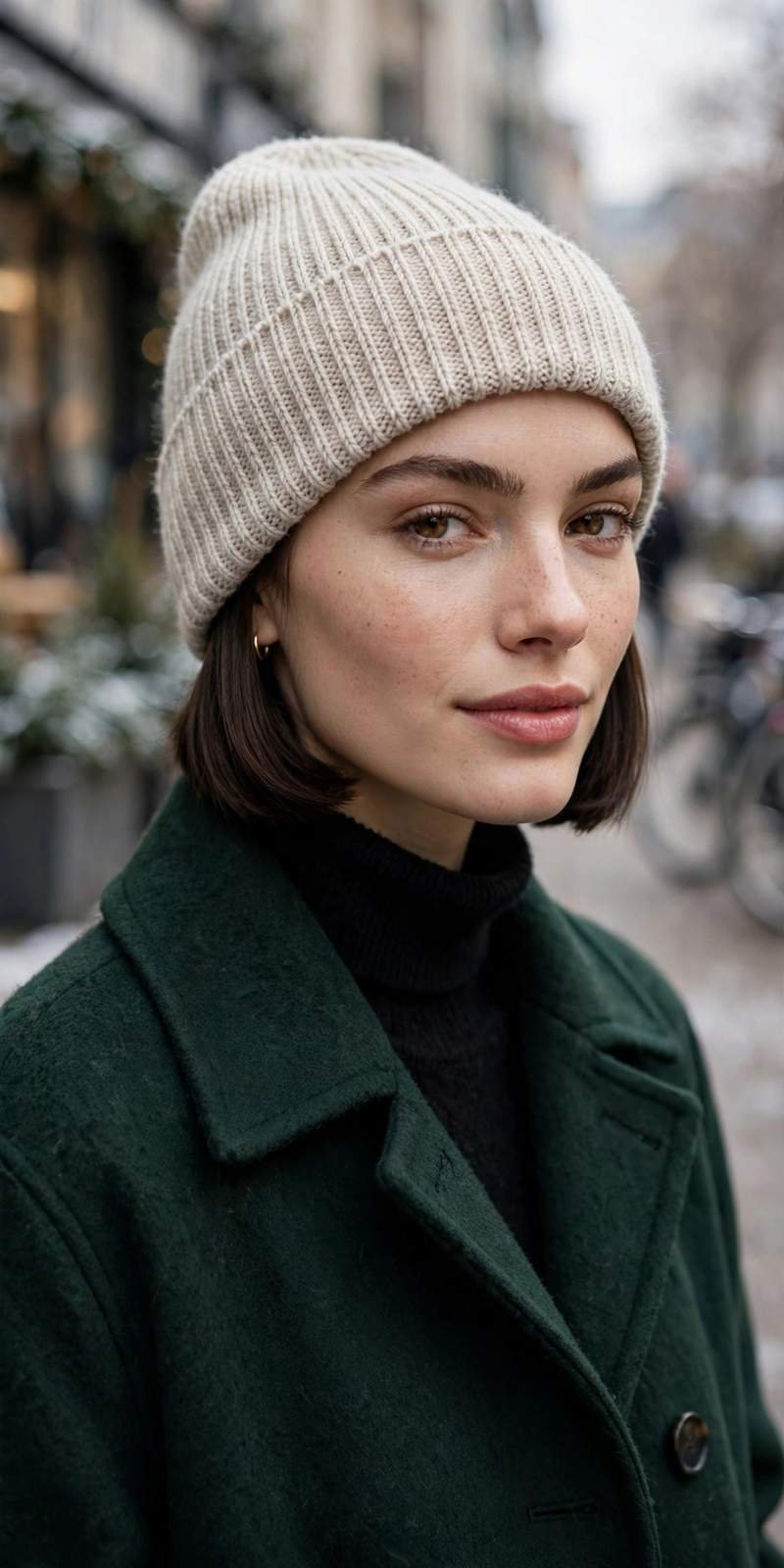 Sleek bob with beanie