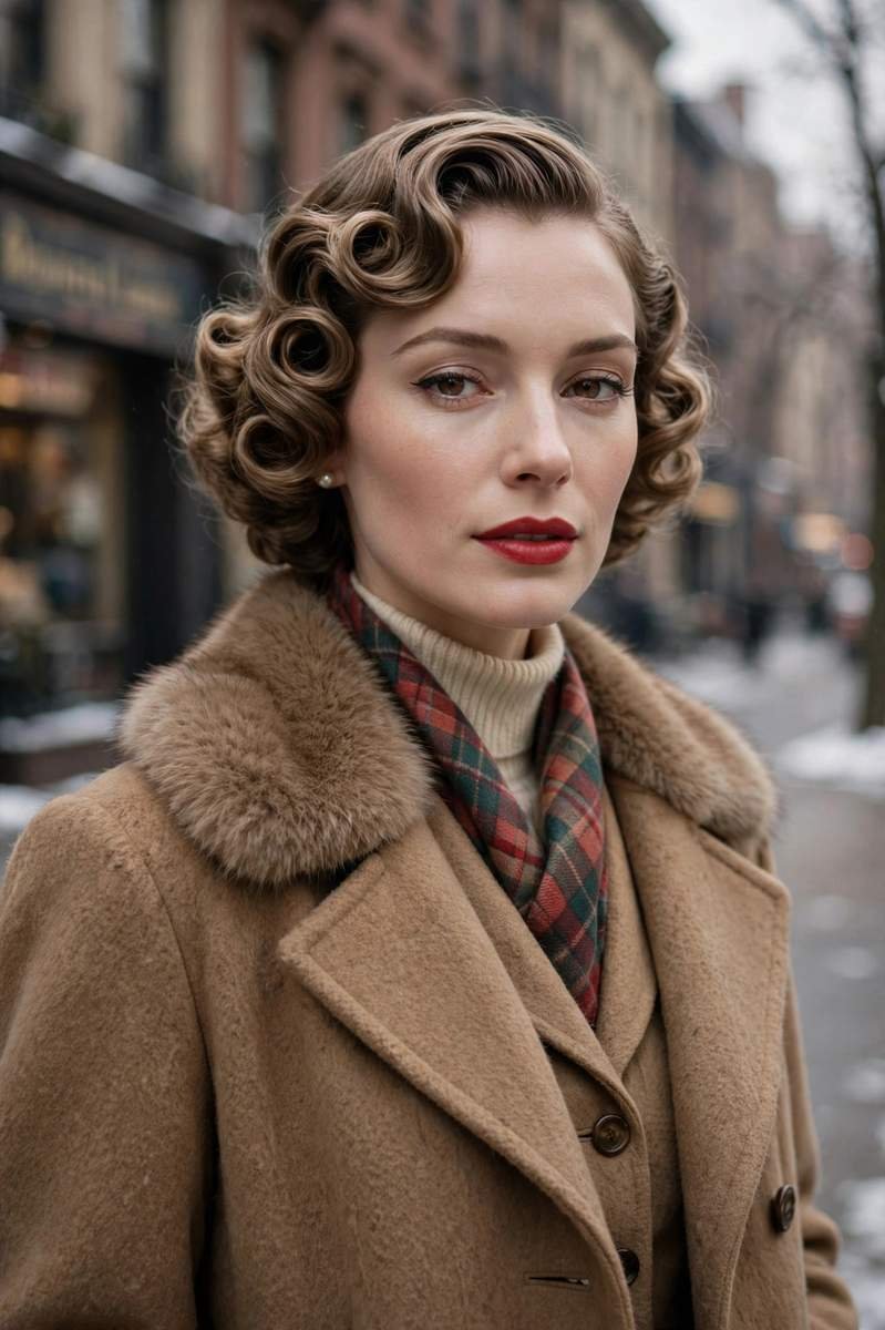 Pin curled short hair