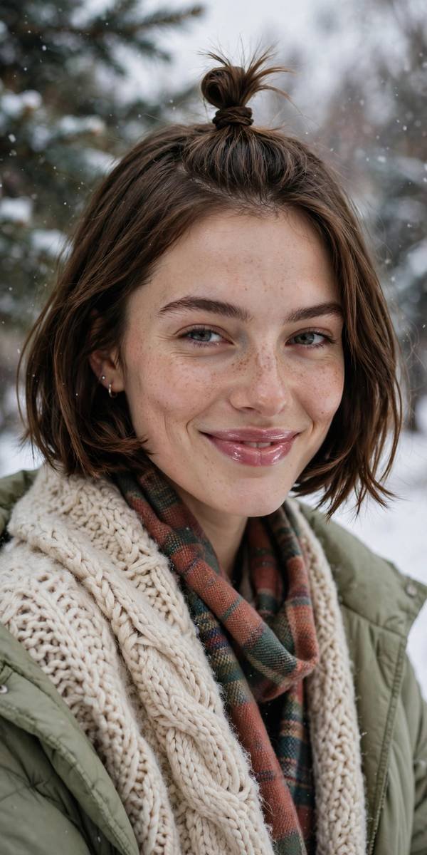 Mini top knot on short hair