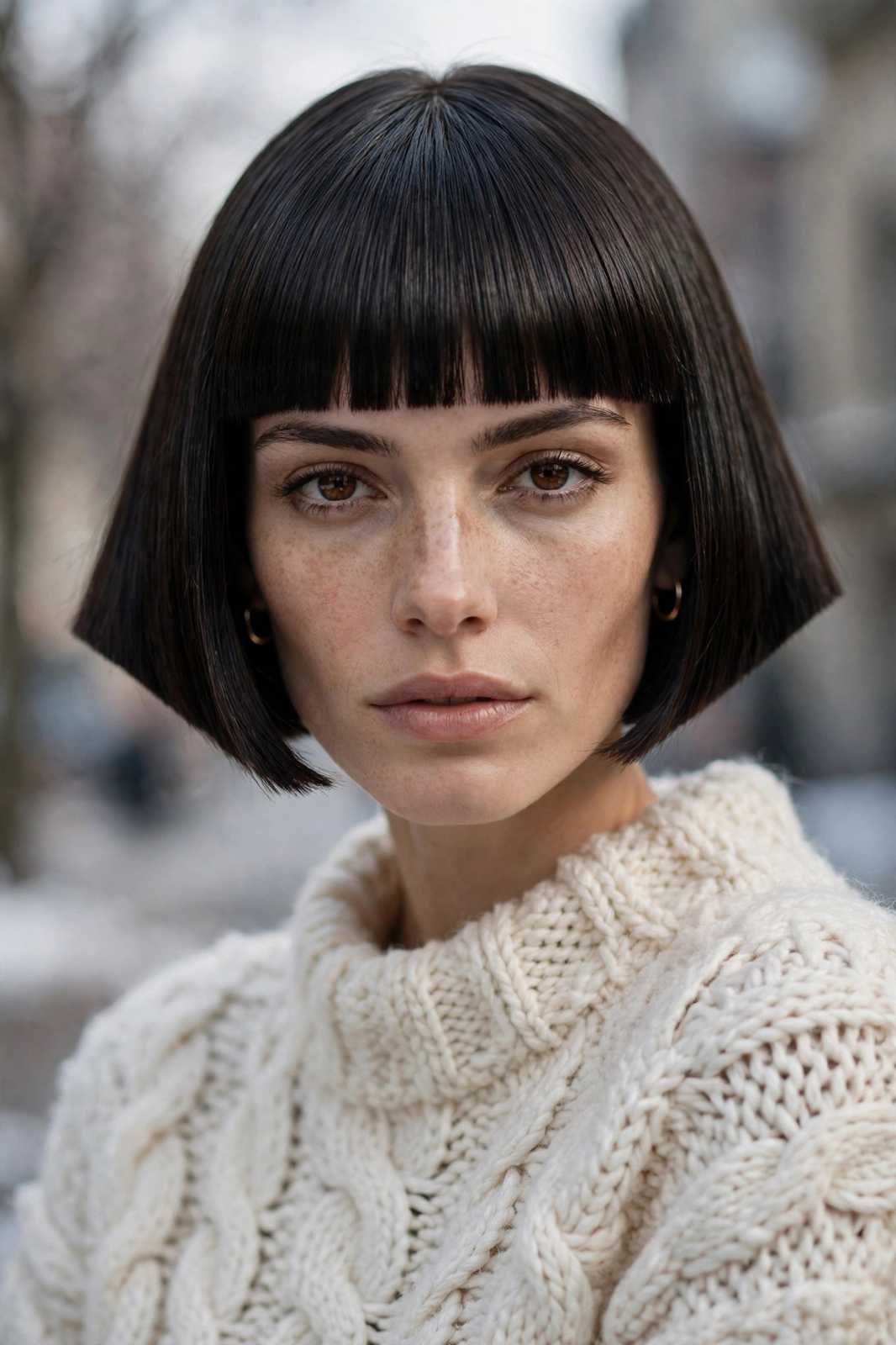 Blunt bob with bangs