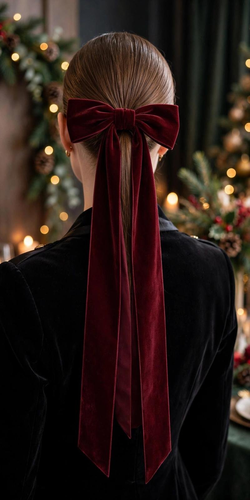 Ponytail with velvet bow