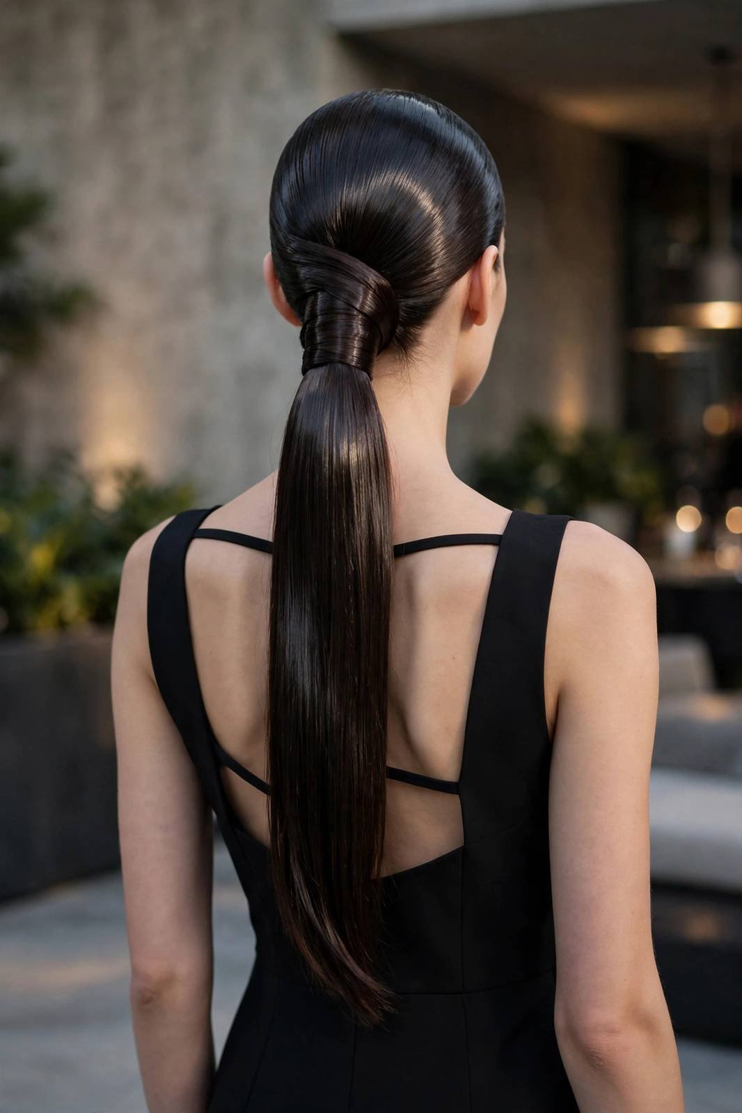 Sleek wrapped ponytail