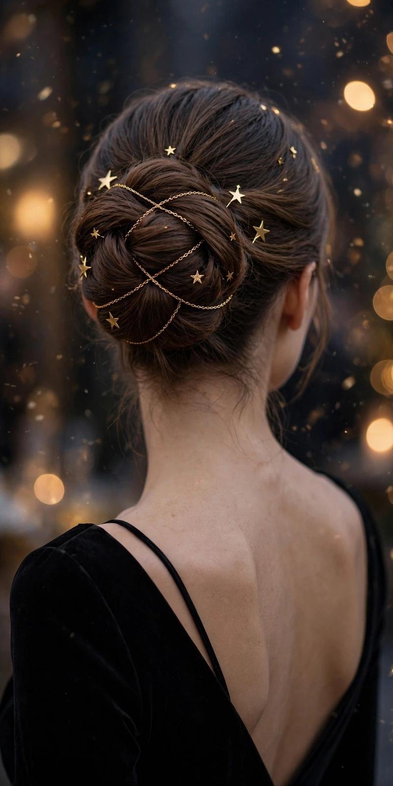 Gold hair accessories updo