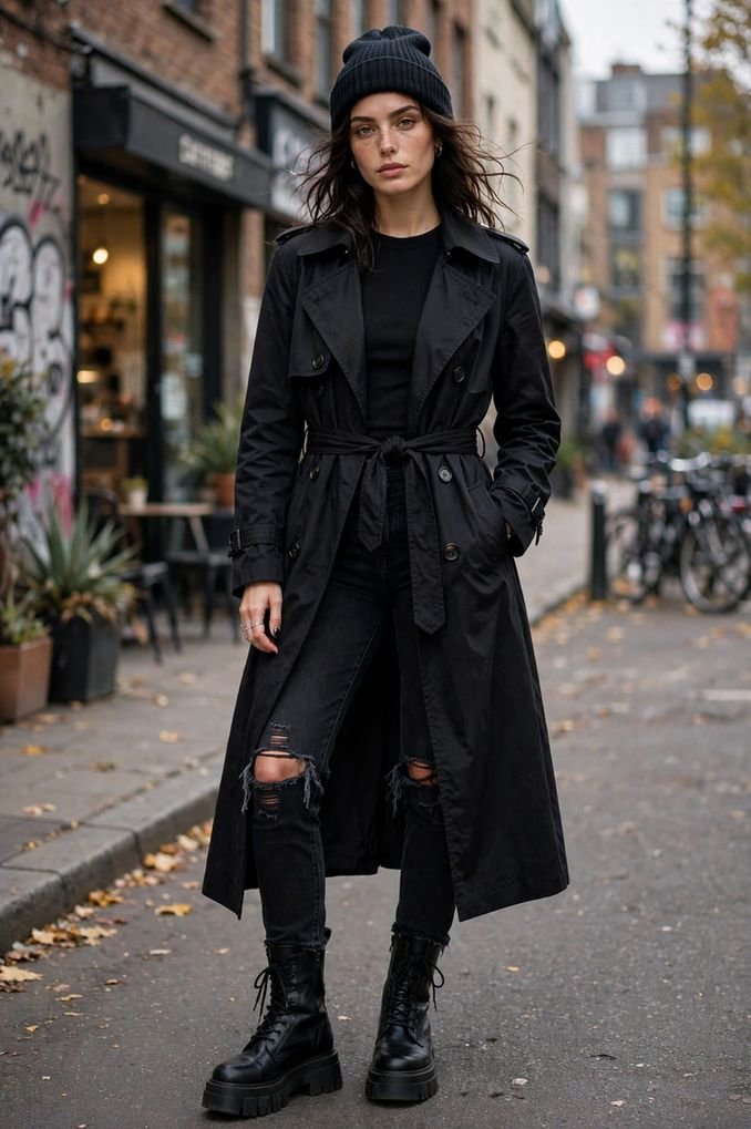 Distressed Denim and Combat Boots