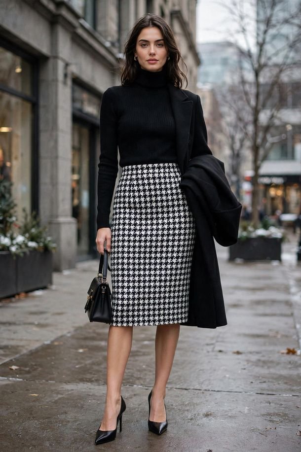 Houndstooth Skirt, Polished and Sharp