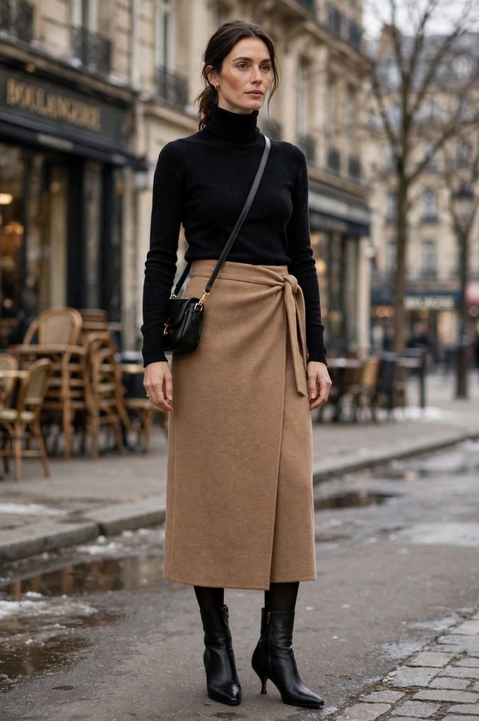 Wool Wrap Skirt and Turtleneck