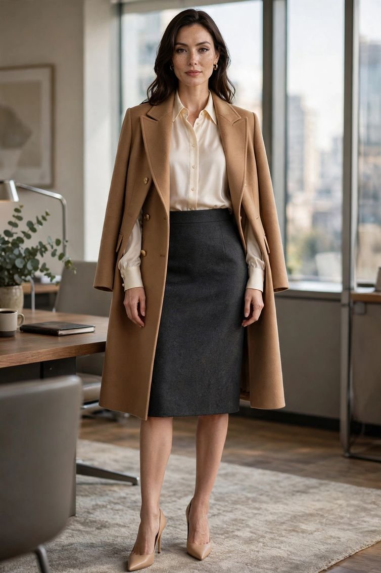 Wool Pencil Skirt and Tailored Coat