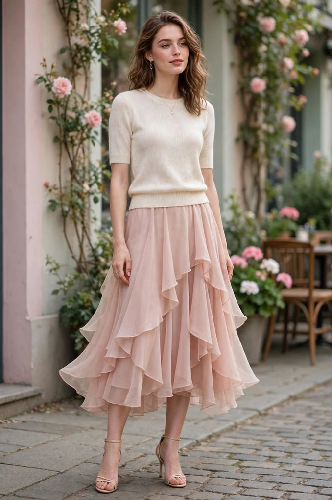 Chiffon Layers and Fine Knit