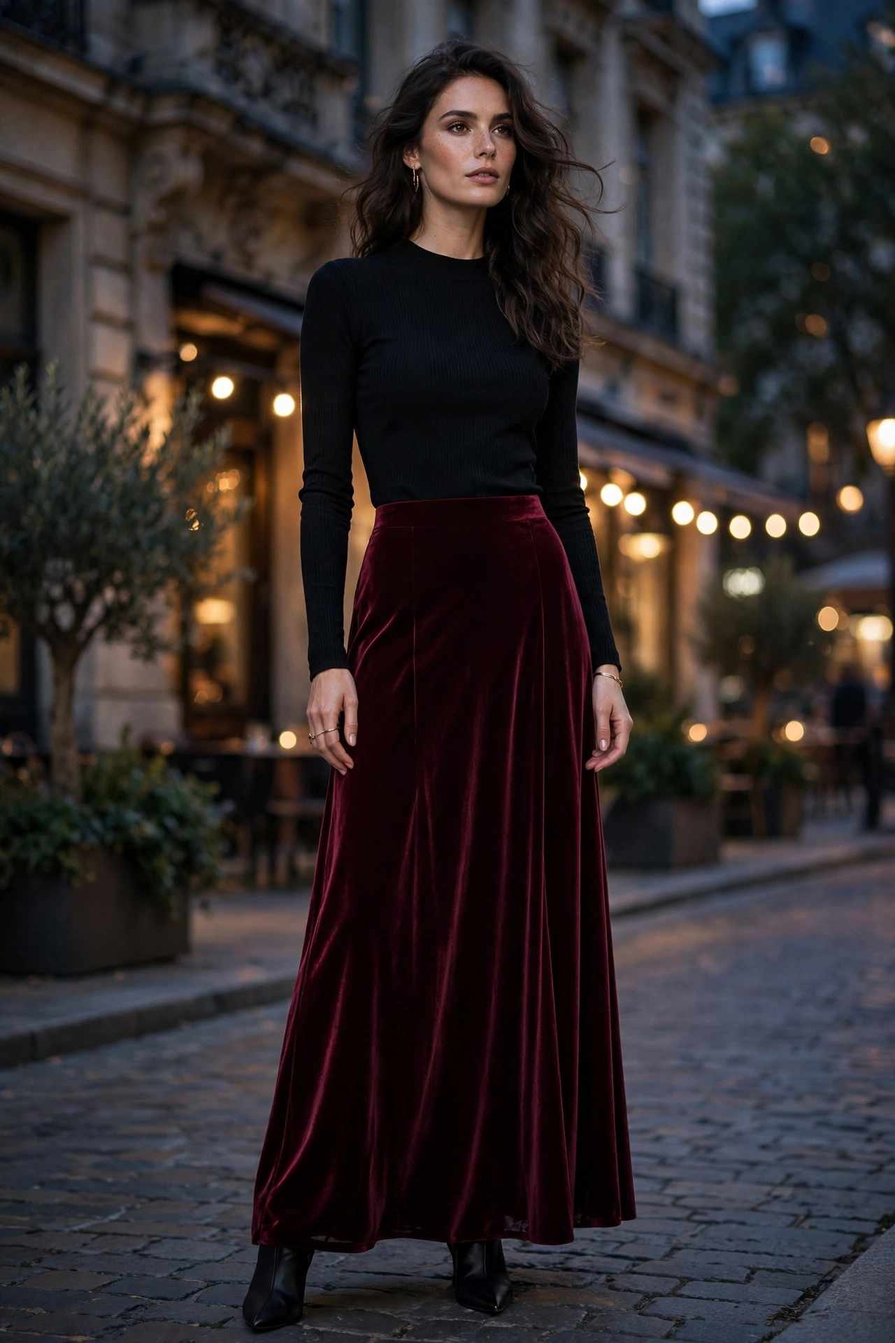 Velvet Maxi Skirt for Evening Drama
