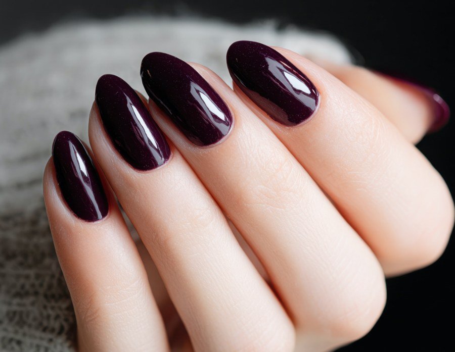 Deep plum purple manicure
