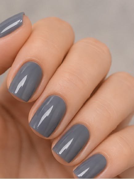 Slate grey elegant manicure