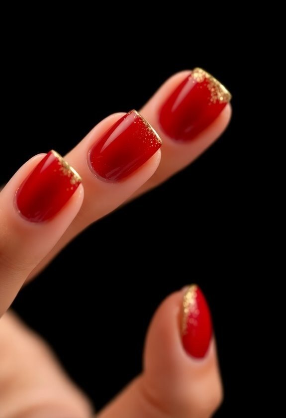Red glitter nail art design