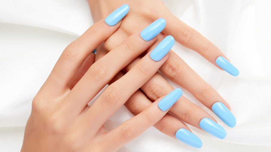 Soft blue manicure