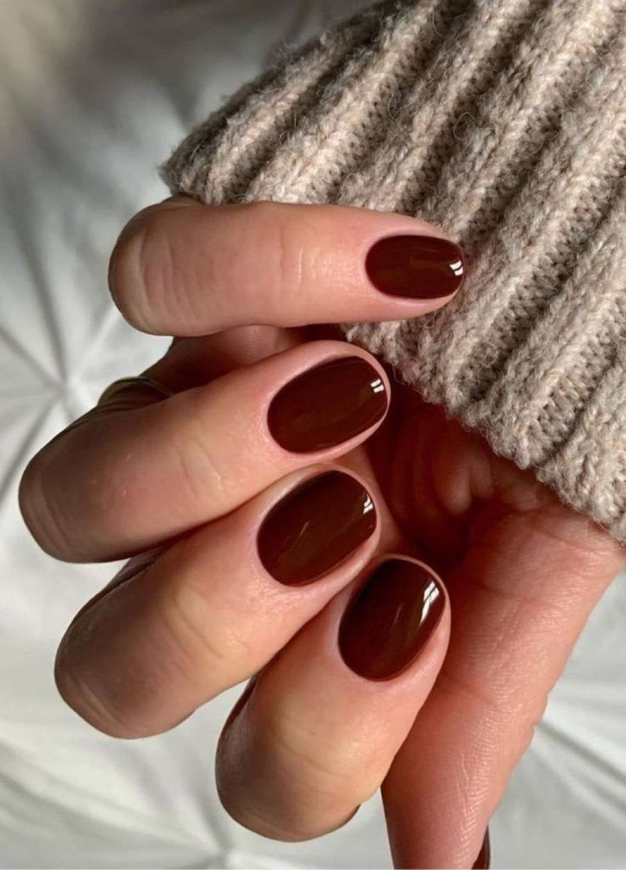 Warm chocolate shimmer manicure