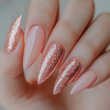 Rose gold glitter sparkle nails