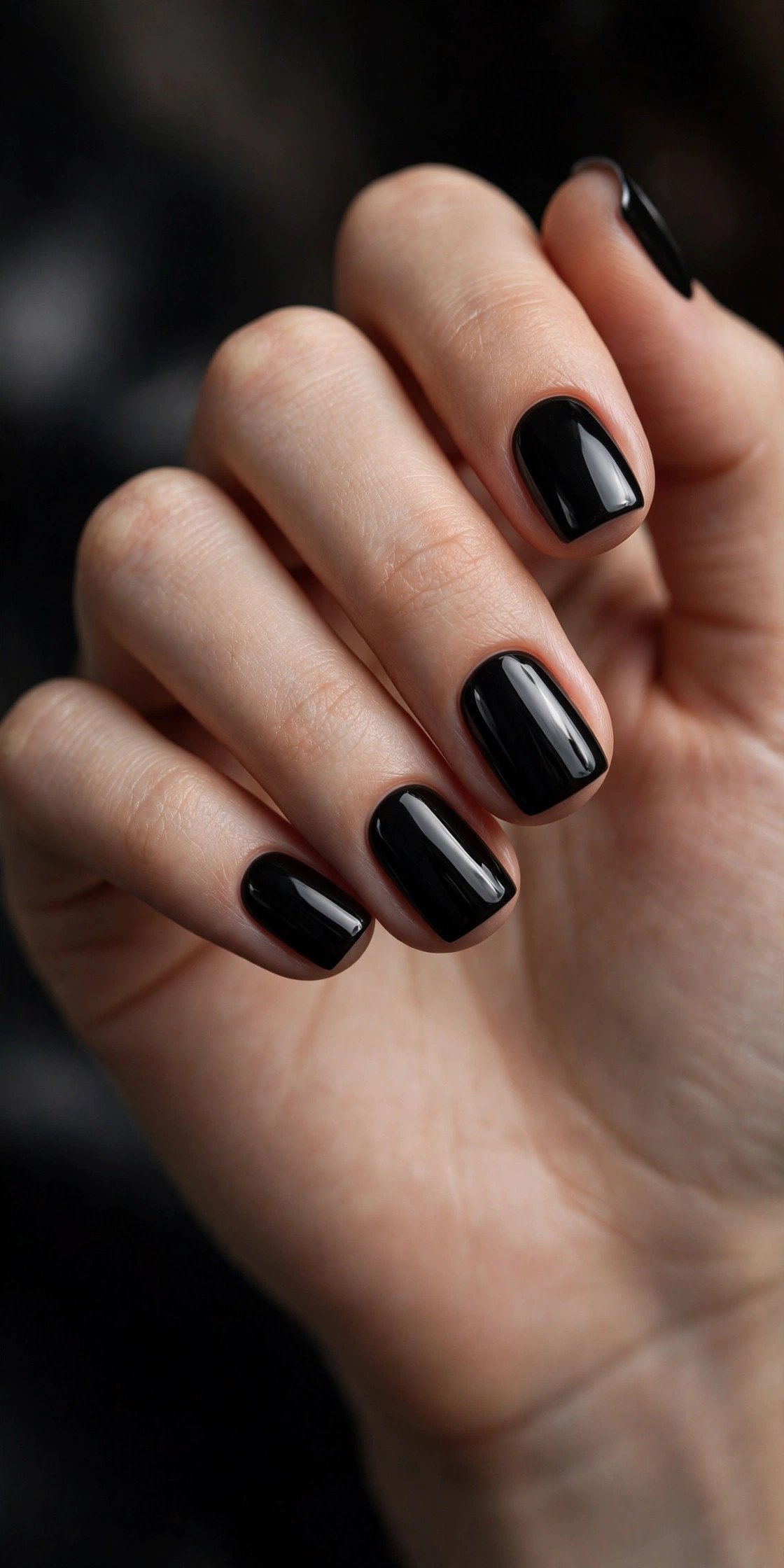 solid black short nails glossy - short nails design