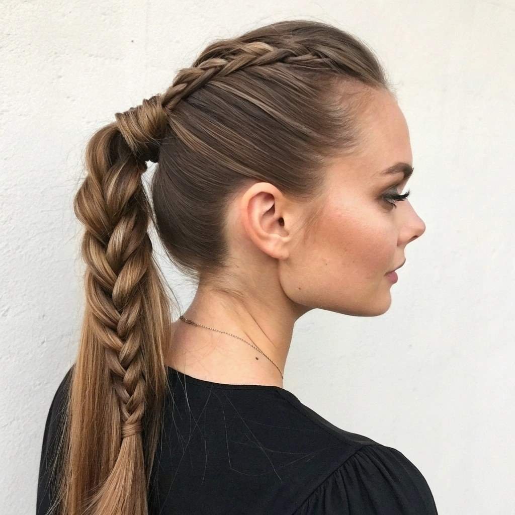 Low ponytail with a braided tail