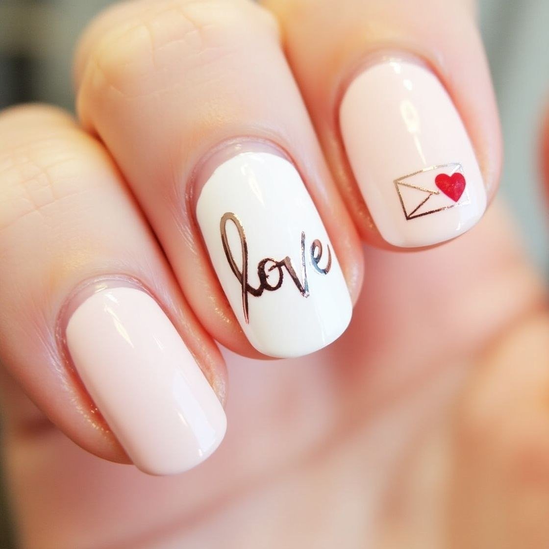 Love note accent nail Valentine's
