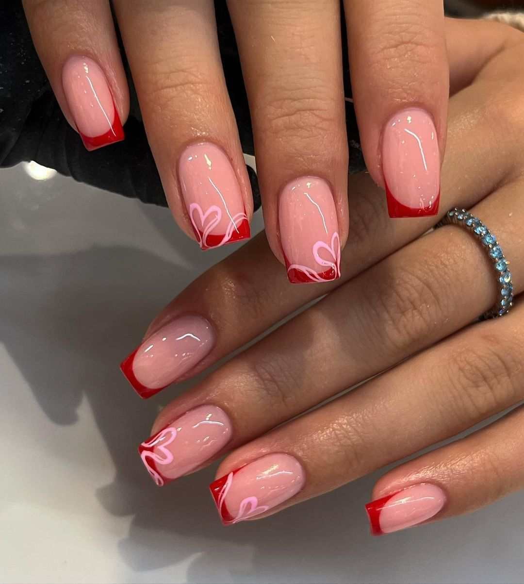 Salon short Valentine's nail set