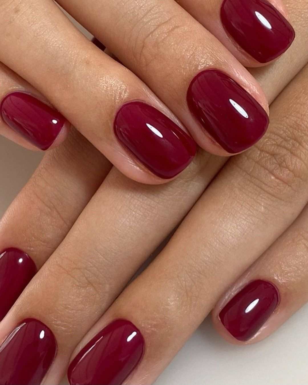 Power red short nails Valentine's