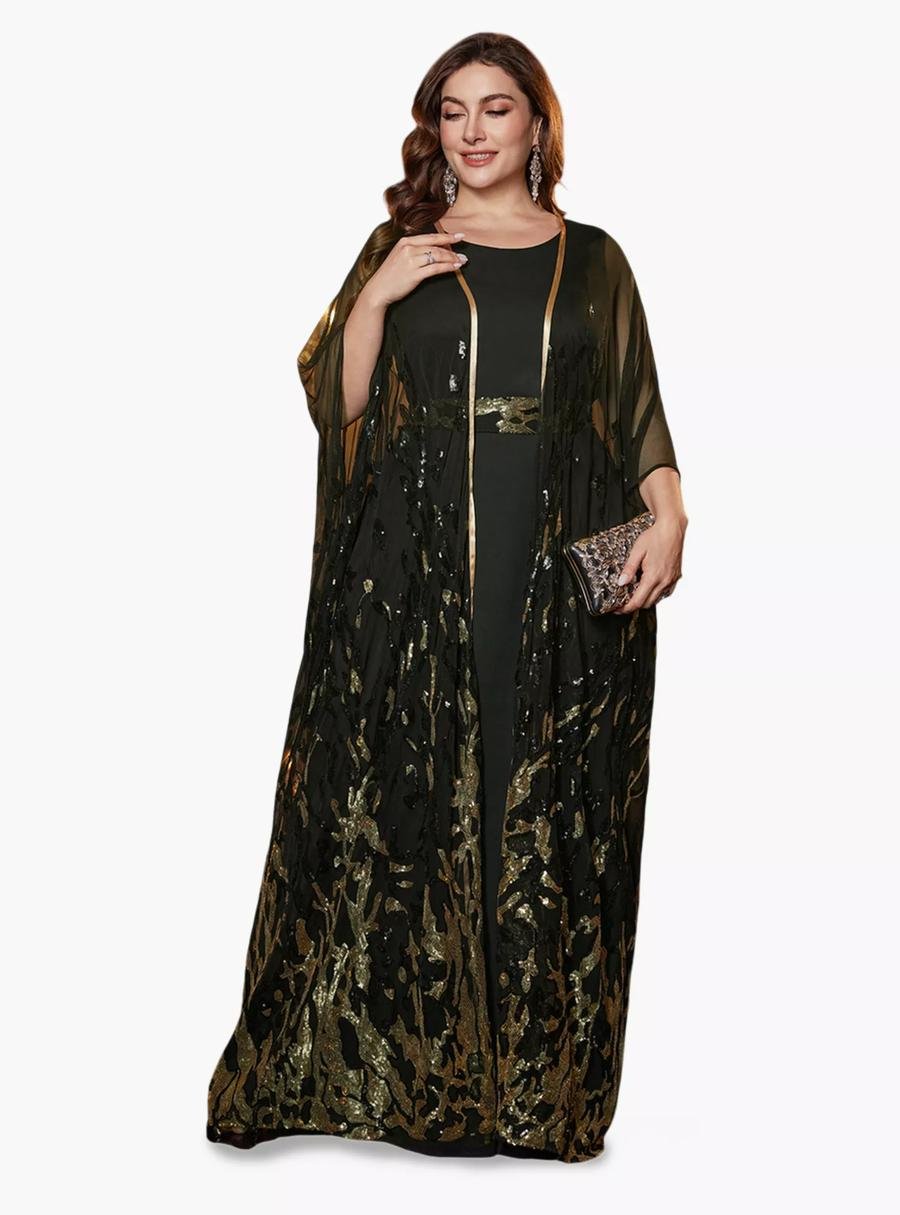 Sequin Kimono Over Black Dress
