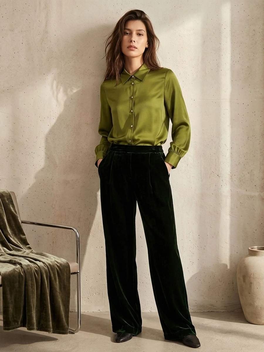 Velvet Trousers and Silk Shirt