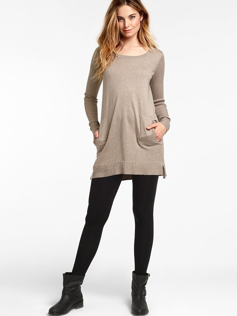Black Leggings and Long Tunic Sweater