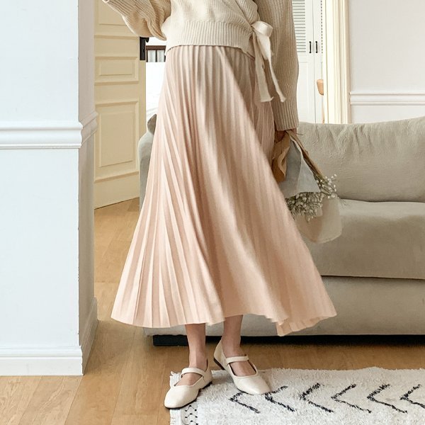 Blush Pink Slip Skirt and Cream Sweater