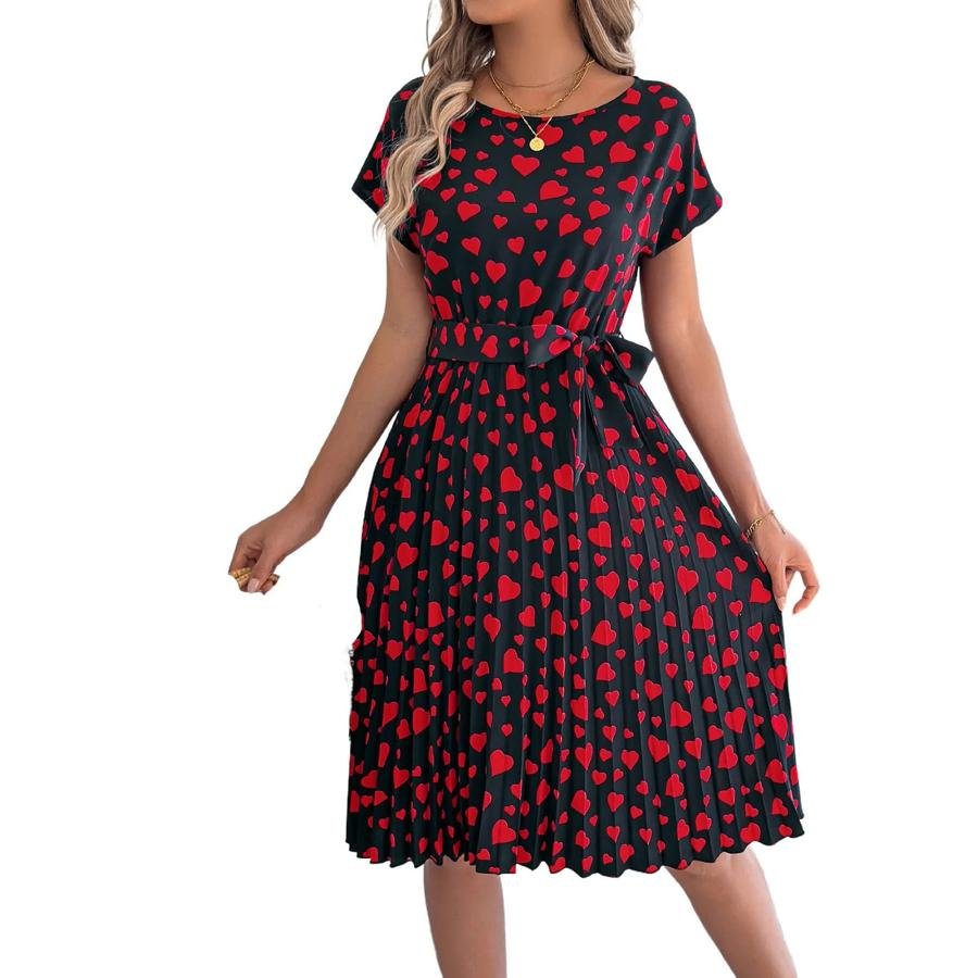 Heart-Print Midi Dress
