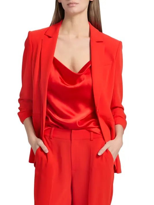 Satin Camisole and Red Blazer
