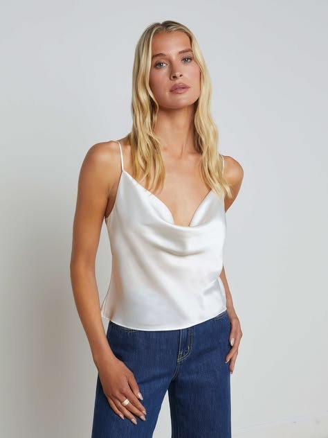 Silk camisole with dark green cargo pants date night