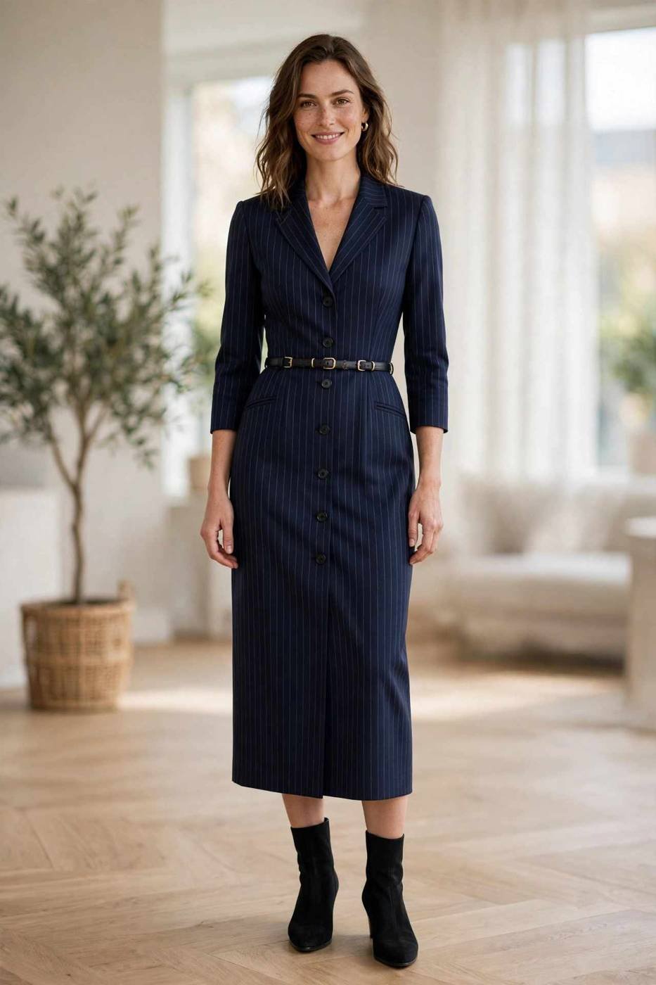 Pinstripe dress professional church outfit