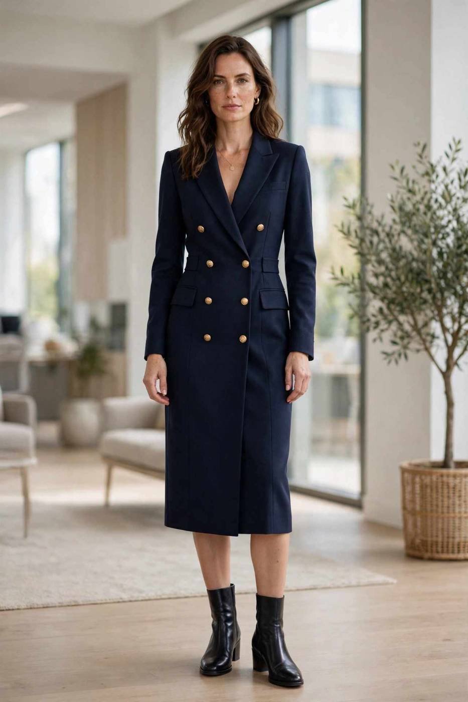 Navy suit dress professional outfit