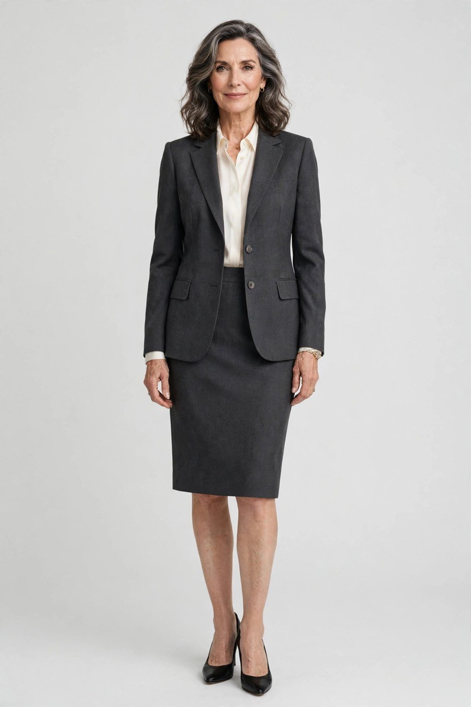 Charcoal professional skirt suit for work