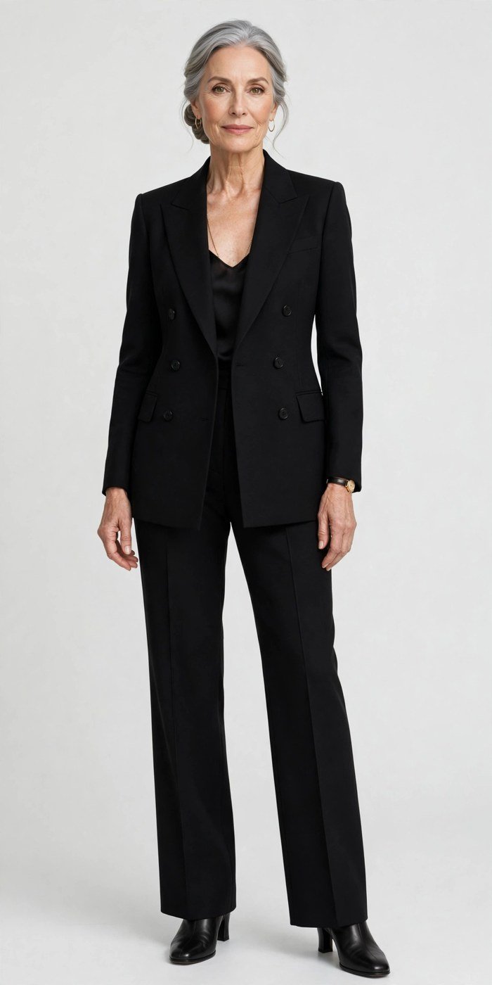 Double-breasted black blazer