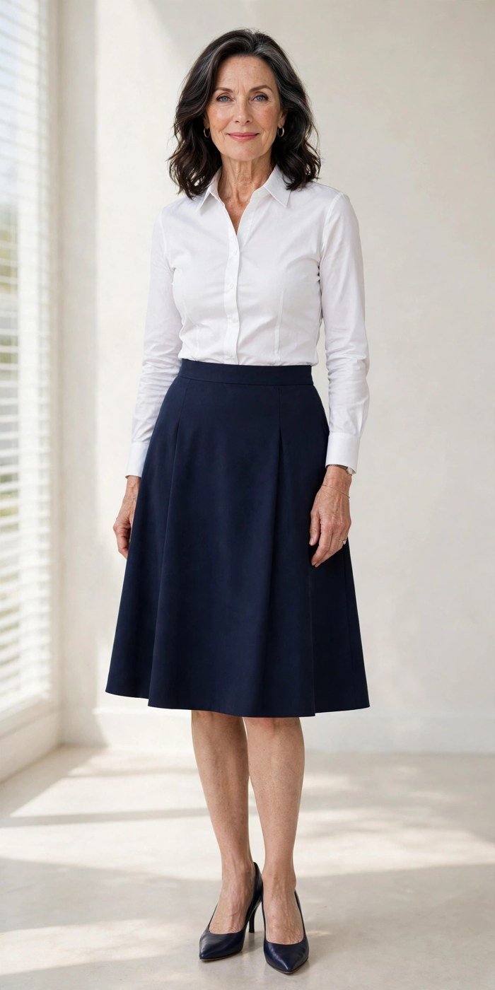Navy A-line skirt for work