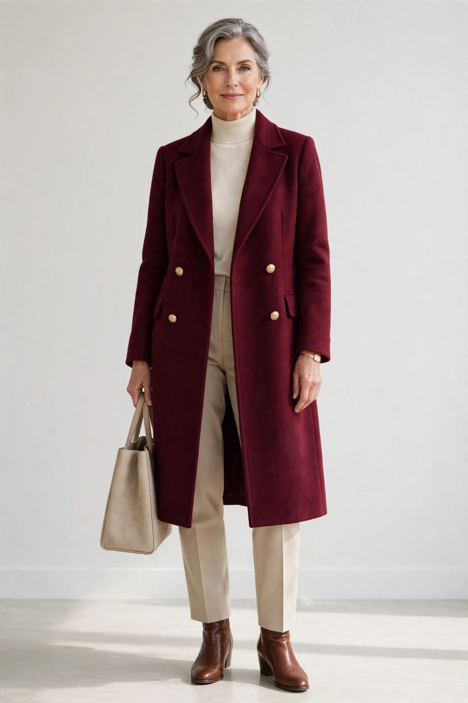 Statement wool coat for professional women