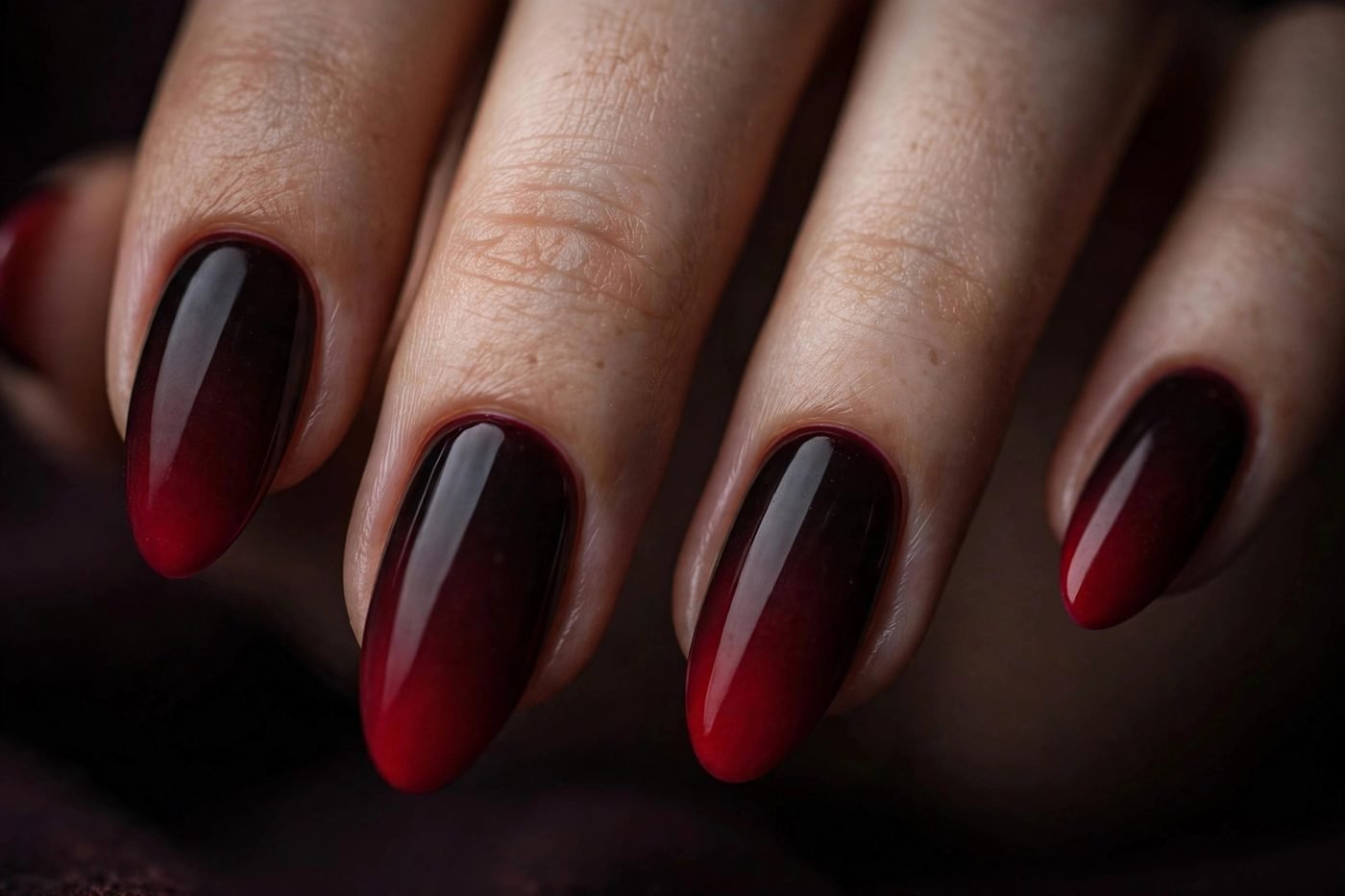 Deep burgundy ombre nails