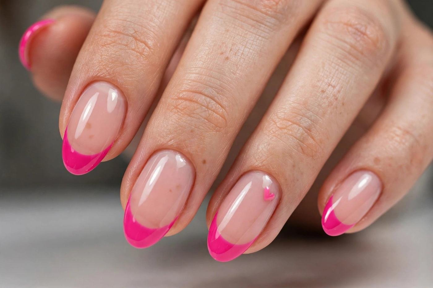 Pink French tip nails