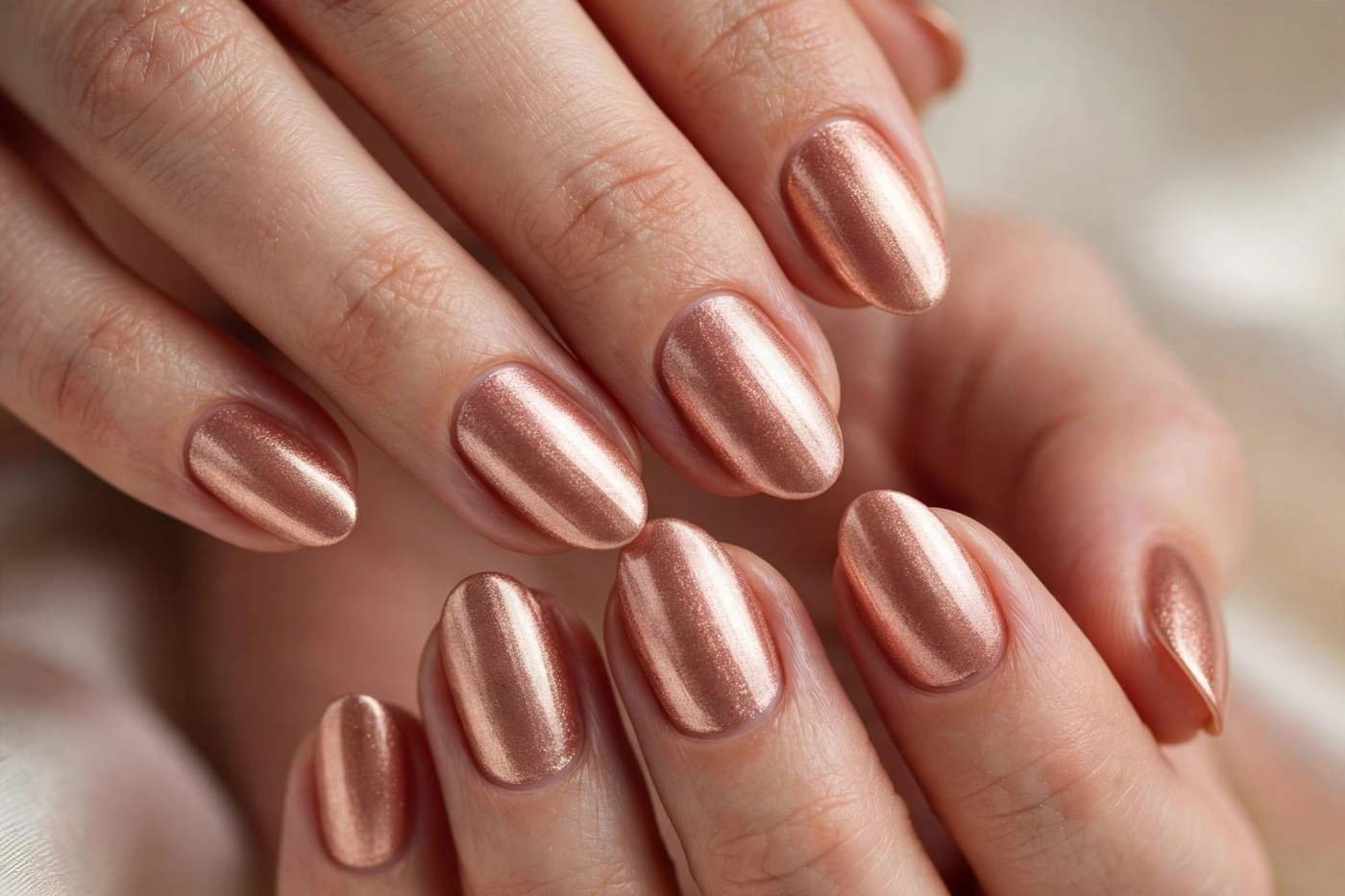 Rose gold shimmer nails