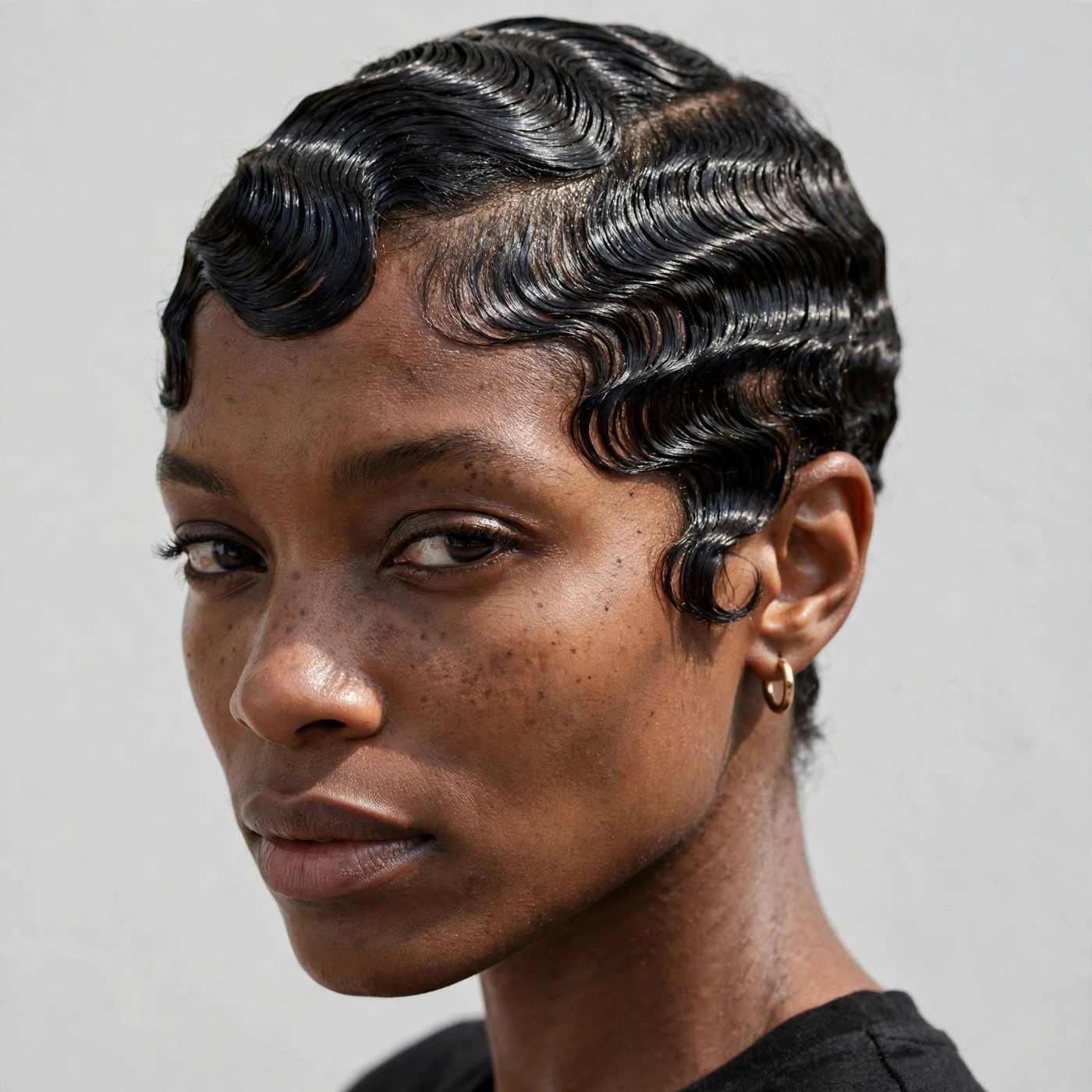 Finger waves on short natural hair